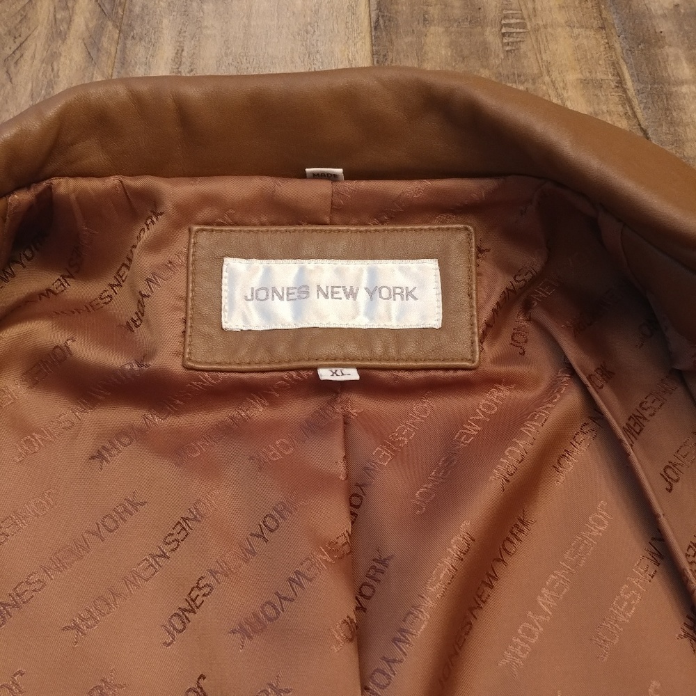 Jones New York Cognac Brown Leather Jacket - Picture 6 of 8